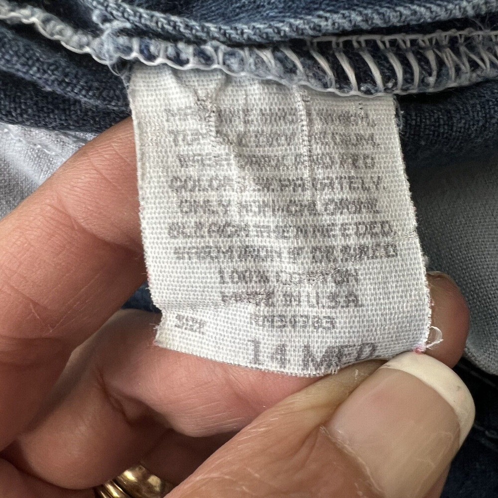 Vintage Lee Riveted Baggy Jeans Womens 14 Blue Mom Jeans High Waist USA MADE - Picture 10 of 14